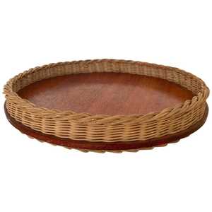 Café cuisine décor de table nourriture collations plateau de service nourriture Dessert serveur plateau rotin forme arrondie plateau de service en bois - Product Image 1