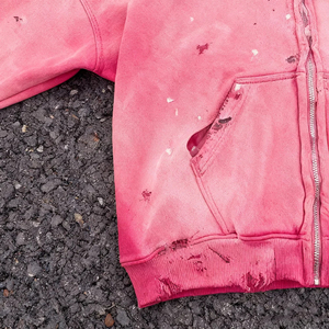 Vêtements doux et confortable coupe régulière sweat à capuche zippé en bas quantité minimale de commande nouveauté hommes blanc plaine coupe régulière sweats à capuche vintage - Product Image 5