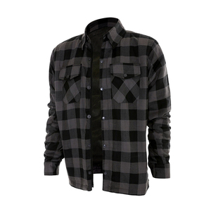 Chemise en flanelle pour hommes en gris foncé et noir avec chemise de protection pour la sécurité au travail et chemise en Kevlar pour hommes pour la protection - Product Image 6