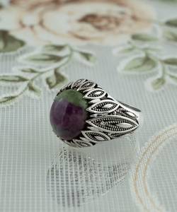 Anillo de filigrana de zoisita rubí único hecho a mano para mujer, anillo de cóctel de diseño Floral Vintage de plata de 925K, regalo de boda perfecto para ella - Product Image 2