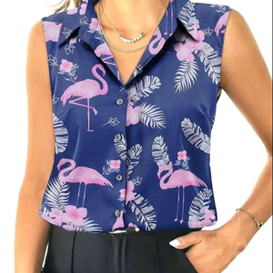 Camisa sin mangas con botones para mujer Tops cuello en V blusas informales de negocios con cuello camiseta sin mangas 2025 - Product Image 5