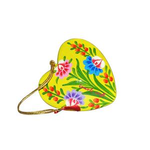 Adornos de papel maché pintados a mano, decoración de Navidad con forma de corazón - Product Image 2