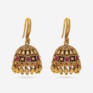 Pendientes colgantes de boda de aleación de zinc con bisel en forma de campana, estilo vintage, color verde y rubí, 183289 - Product Image 1