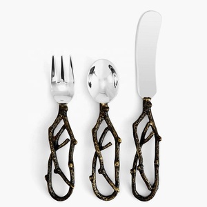 Ustensiles de cuisine pour cuisine Restaurant maison ensemble de service à salade en acier inoxydable poignée de conception dorée ensemble de service de nourriture - Product Image 3