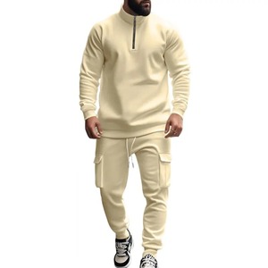 Nouveau survêtement pour hommes vêtements d'automne et d'hiver chaud polaire col montant sweat et pantalon ensemble deux pièces vêtements pour hommes - Product Image 6