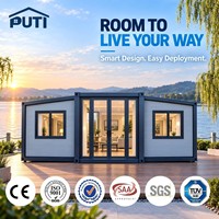 Maison conteneur extensible moderne de 20 pieds, préfabriquée, modulaire, avec 2 chambres pour la vie en famille
