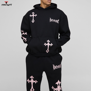 Survêtements décontractés en coton respirant à capuche pour l'hiver, très vendus, de haute qualité, couleur contrastée, jogging - Product Image 5