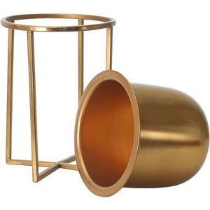 Maceta de Metal redonda con acabado dorado, maceta de suelo hecha a mano para decoración del hogar, suministros de jardín, recién llegado - Product Image 5