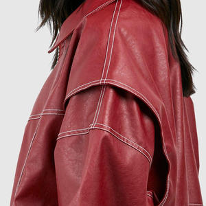 Veste en cuir style streetwear pour femme, en cuir de vache véritable, durable, design personnalisé, fermeture éclair, vestes d'hiver - Product Image 2