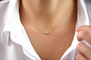 Collier pendentif en or jaune pur 14K 18K avec diamants de laboratoire certifiés, collier à maillons en diamants ronds, fabrication OEM - Product Image 2