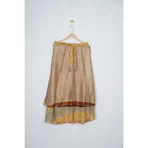 Wholesale Plus Size Summer Handmade Vintage Sari Silk Lace Wrap <b>Skirt</b> Reversible Lightweight Floaty Double Layer Floor-Length - Product Image 5