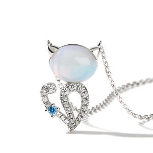 Collar de Plata de Ley con Cristal de Piedra Lunar y Diseño de Gato Mágico Jeulia Moonlight - Product Image 4