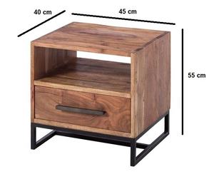 Chevets vintage européens en bois massif faits à la main, design industriel moderne, pliables, 1 tiroir, meubles de chambre à coucher - Product Image 2