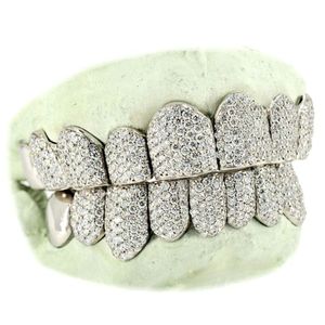 Oro Amarillo |   Oro Blanco |   Rejilla Dental de Moissanita con Corte Brillante VVS1 de 5 Quilates, Chapada en Oro Rosa y Plata, Moderna y Unisex - Product Image 1