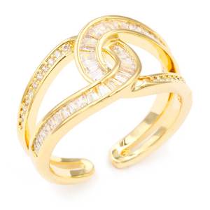 Anelli moda a grappolo placcato oro rosa intarsio CZ regolabile con rodio e placcatura 18K taglia unica - Product Image 1