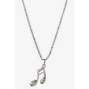 Urthn Vintage Trendy Musical Note Shape <b>Silver</b>-<b>Plated</b> Link Chain Pendant Cute Brass Pendant with Diamond Pearl Zircon 1200747 - Product Image 1