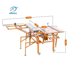 Sierra de panel WJ180, máquina de sierra de mesa automática con mini Anillador de bordes de Qingdao Allison, máquina de carpintería multifunción