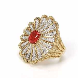 Anillo de rubí de diseño de gama alta de oro amarillo de 14K, anillo de banda nupcial para boda, anillo de lujo de oro de 14K - Product Image 2