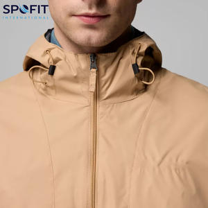 Blouson d'aviateur d'hiver avec design et logo personnalisé pour hommes, vêtements de pluie à l'avant, capuchon à col montant, polyester, coquille souple, imperméable - Product Image 5