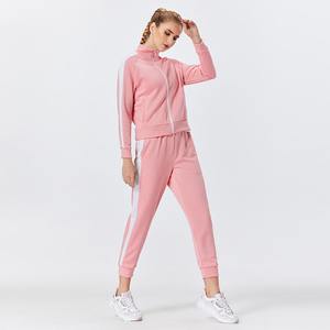 Custom Logo Cotton Women Sweat Suit Sports Sweat <b>Suite</b> <b>2</b> <b>Piece</b> Set Velour Track Suit Velvet Lady Tracksuit for Women - Product Image 2