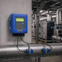 Débitmètre ultrasonique mural à pince, non invasif, précision ±1%, 4-20mA RS485 Modbus pour eau, huile, liquides chimiques