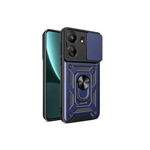 Coque en silicone bleue Netzy Poco C65 avec support magnétique, protection de l'appareil photo et fonction coulissante, modèle 5G, finition givrée - Product Image 1