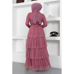 Vestido de Noche Formal XS con Volantes de Tul y Lentejuelas, Cuello Alto, Cintura Imperio y Cola Larga para Fiestas y Eventos Formales - Product Image 5