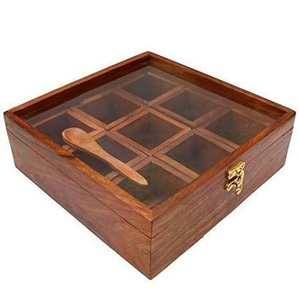 อุปกรณ์จัดเก็บเครื่องเทศในห้องครัวทำจากไม้อะคาเซียพร้อมช่องใส่ของหลายช่อง - Product Image 1