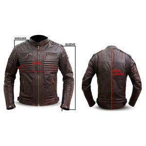 2025 personnalisé de haute qualité hommes col montant véritable peau de mouton peau de vache motards veste en cuir pur cuir veste d'hiver - Product Image 3