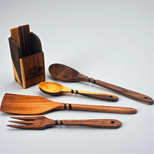 Colección de Cubiertos de Madera Premium, Acabado Pulido Suave, Utensilios de Madera Natural para un Uso Elegante en el Hogar, Restaurantes y Cafeterías - Product Image 2