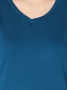 2025 gros été fitness fond rond dames t-shirts sérigraphie plaine 95 coton 5 spandex col en v t-shirt femme - Product Image 3