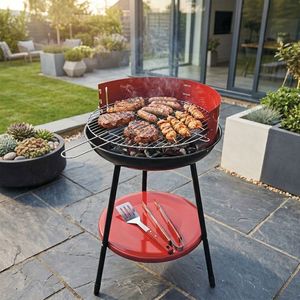 Barbecue BestBQ Rosso Tondo, style moderne, table en fer réglable, design compact pliable, sans fumée, pour la maison et le camping, 42xh.77 cm - Product Image 1