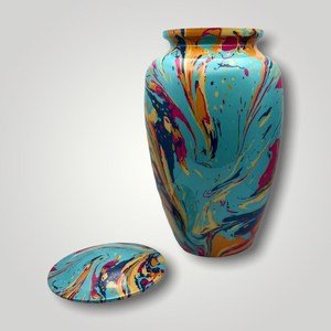 Urnas funerarias de cremación de aluminio de urna de colores para adultos, urnas funerarias azules hechas a mano para adultos y Mascotas - Product Image 6
