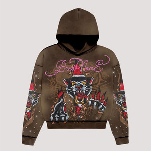 Sweat à capuche délavé à l'acide avec logo personnalisé et broderie délavée par le soleil en polaire respirant avec fermeture éclair complète visage surdimensionné poids lourd fermeture éclair complète grande taille - Product Image 5