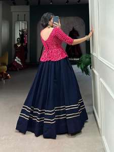 Exclusive Beautiful Lehenga Choli Cotton Plain With <b>Gota</b> Patti With Blouse Bandhej Print Manufacturer From Surat For Sale - Product Image 3