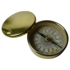 Gold Brass Nautical Gadgets Cheap Custom Rotating Metal Compass Keychain With Hook For Promotion Gift