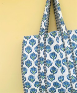 Accesorio de moda de hombro para mujer india, bolso de mano de algodón acolchado, bolso de compras, diseño de flores bordadas, Digital - Product Image 5