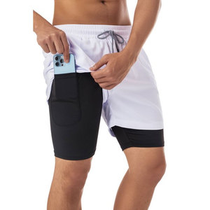 Short de sport pour homme Short de sport décontracté taille moyenne avec cordon de serrage et poches zippées Short de sport à doublure - Product Image 6