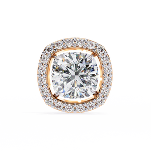 Boucles d'oreilles clous géométriques en or 18 carats avec diamant de laboratoire, bijoux uniques et tendance, sertissage clos en or rose, pierre principale 14 carats - Product Image 5