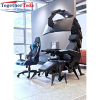 Chaise de jeu Scorpion confortable, de haute technologie, moderne, électrique, inclinable, pivotante, avec support pour 3 moniteurs, coussin chauffant et massant