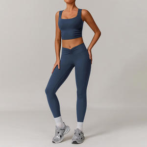 Ensemble de yoga pour femmes sur mesure en gros, soutien-gorge de sport à séchage rapide et leggings, vêtements de sport hautement extensibles absorbant la transpiration, OEM ODM - Product Image 6