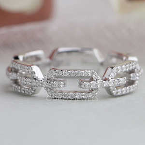 Alta joyería 18K 14K oro sólido corte redondo laboratorio diamante cadena enlace anillos de boda por encargo bandas de promesa de gama alta para ella OEM - Product Image 6