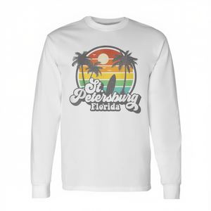 St Petersburg Florida <b>Surf</b> Long Sleeve T-Shirt Vintage Retro Beach Design - Product Image 2