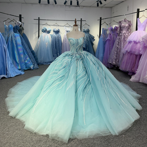8508 Gorgeous Turquoise Strapless Beading Ball Gown Sweet 16 Girls Quinceanera Dress - Product Image 2