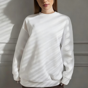 Haute qualité poids lourd coton polaire hiver décontracté solide avant broderie personnalisée femmes pull col rond à capuche - Product Image 2