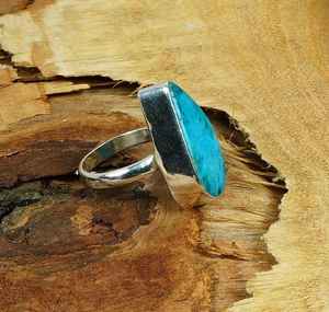 Anillo Turquesa Bella Durmiente, Plata de Ley 925, Gema en Forma de Lágrima, Joyería Hecha a Mano, Regalo de Moda para Mujer - Product Image 2