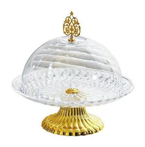 Hammered Design Metal <b>Cake</b> Stand With <b>Glass</b> <b>Dome</b> Crafted For Unique <b>Cake</b> Display And Decorative Kitchen Styling - Product Image 2