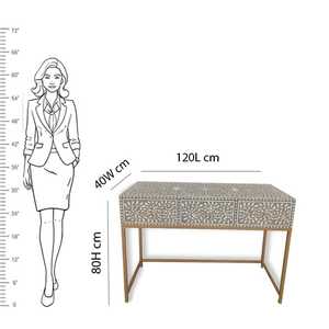 Table console contemporaine en incrustation d'os 100% meubles indiens faits à la main avec motif bleu et blanc pour une décoration élégante de la maison - Product Image 6