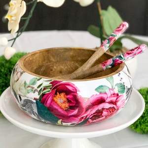 ชุดชามสลัดไม้เคลือบลายพิมพ์ 2 ชิ้น ขายดี ขนาดสั่งทำได้ หลากสี ตกแต่งบ้าน สไตล์อินเดีย ธรรมชาติ สวยงาม - Product Image 3