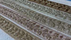 Hand Embroidered <b>Beaded</b> Lace <b>Trim</b> Luxury Eco-Friendly for Saree Blouse Bridal Wear Garments Dupatta Borders Decorative Sewing - Product Image 2